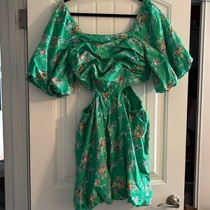 NWT a.new.day Green Floral Balloon Sleeves Cut-Out Dress
Worn once